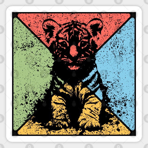 Tiger Cub Retro Pop Art – Wild and Free Animal Aesthetic Magnet by TuncGK